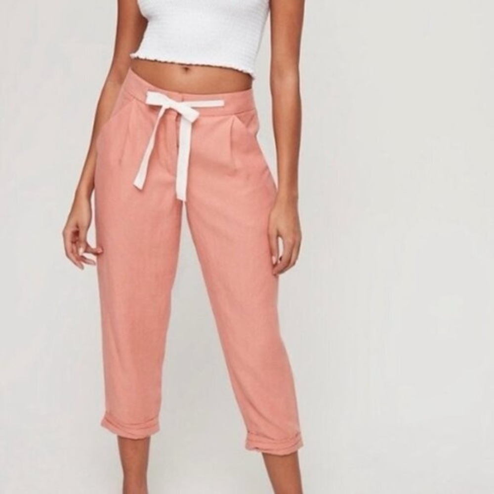 Aritzia WILFRED Linen  Blend Tawny Orange Allant Pant